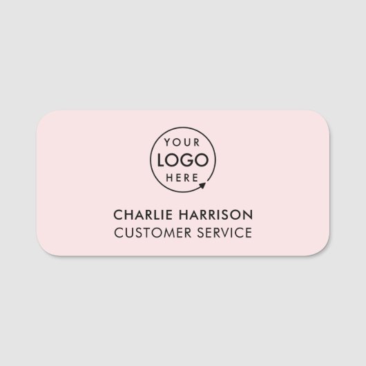 Firmenlogo | Moderne rosa Mitarbeiter Namensschild (Vorderseite)