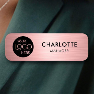 Firmenlogo Moderne Rose Gold Mitarbeiter Namensschild