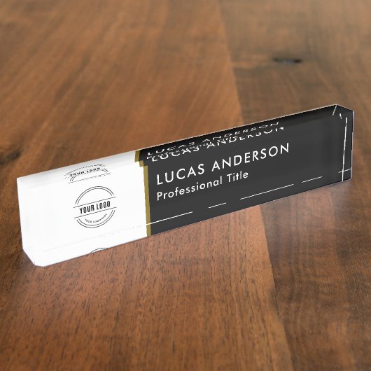 Firmenlogo | Moderner Mitarbeiter - Manager Titel  Namensplakette (Seite)