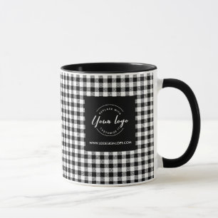 Firmenlogo Moderner Schwarz-weißer karierter Urlau Tasse