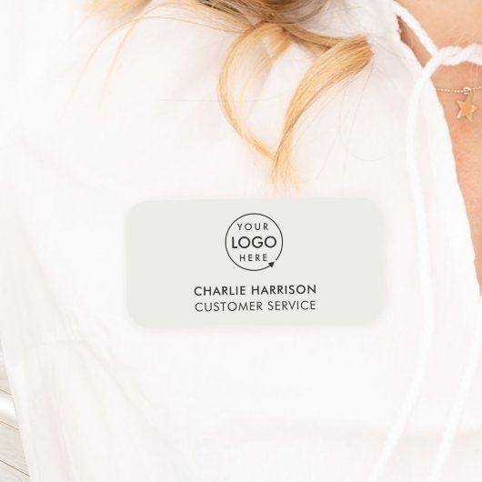 Firmenlogo | Moderner Silver Graustufen Mitarbeite Namensschild