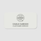 Firmenlogo | Moderner Silver Graustufen Mitarbeite Namensschild (Vorderseite)