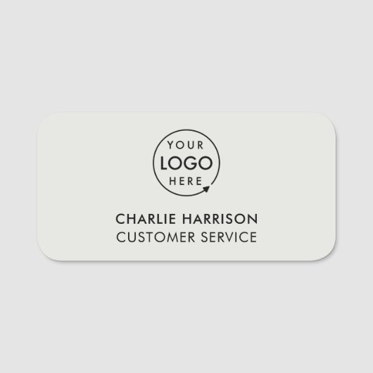 Firmenlogo | Moderner Silver Graustufen Mitarbeite Namensschild (Vorderseite)