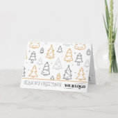 Firmenlogo Moderner Weihnachtsbaum Doodle Art Feiertagskarte (Vorderseite)