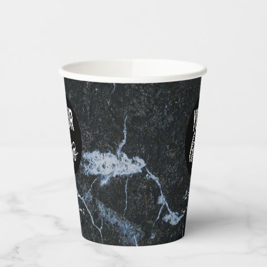 Firmenlogo Modernes Berufliches Schwarzes Marmor Pappbecher (Links)
