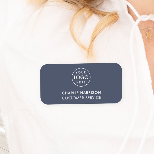 Firmenlogo | Modernes blaues Mitarbeiter der Marin Namensschild