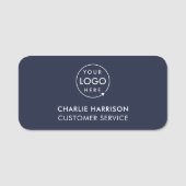 Firmenlogo | Modernes blaues Mitarbeiter der Marin Namensschild (Vorderseite)