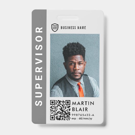 Firmenlogo | Modernes Foto Mitarbeiter Ausweis (Front)