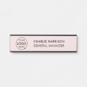 Firmenlogo | Modernes Mitarbeiterteam rosa Türschild (Vorderseite )