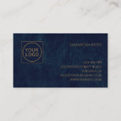 Firmenlogo Monogram Navy Blue Leather Visitenkarte (Rückseite)