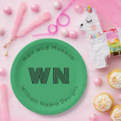 Firmenlogo-Monogramm, hellgrünes Papier Pappteller (Party)