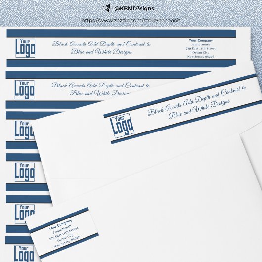 Firmenlogo Motto Blaue Schwarz-weiße Rücksendeadre