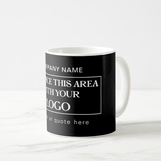 Firmenlogo Motto Schwarz oder Farbe Kaffeetasse (VorderseiteRechts)