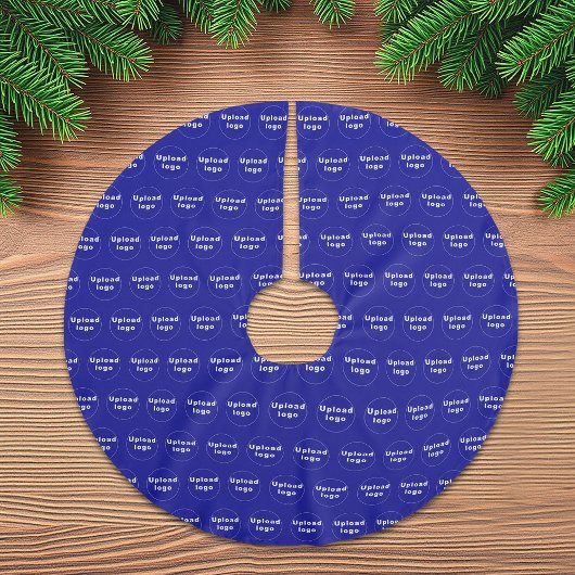 Firmenlogo Nahtloses Muster auf blau Polyester Weihnachtsbaumdecke
