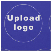 Firmenlogo Nahtloses Muster auf blauem Stoff (Nahaufnahme)