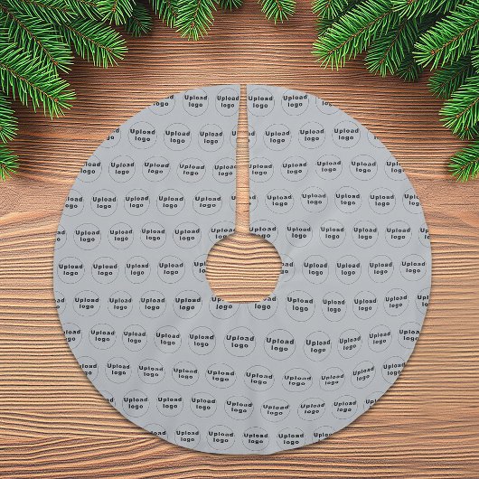 Firmenlogo Nahtloses Muster auf Grau Polyester Weihnachtsbaumdecke