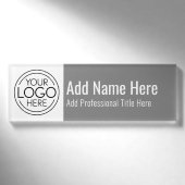Firmenlogo - Name, Beruflicher Name, Grau Namenschild (Vorderseite)