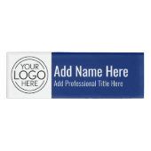 Firmenlogo - Name, Beruflicher Titel, Blau Namenschild (Vorderseite)