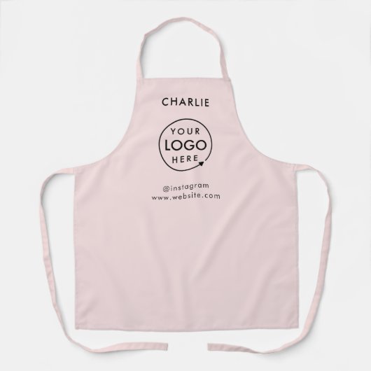 Firmenlogo | Name des Mitarbeiters in Rosa rot Schürze (Vorderseite)