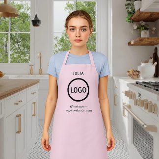 Firmenlogo | Name des Mitarbeiters in Rosa rot Schürze