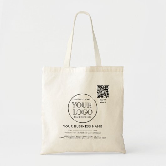 Firmenlogo Name Jahr Standort QR Code Tragetasche (Vorne)