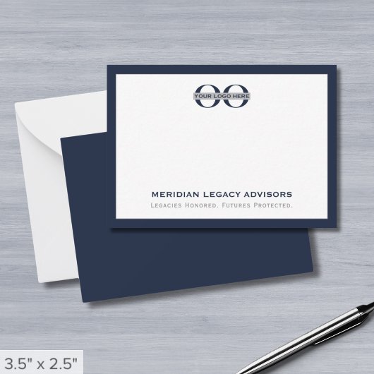 Firmenlogo Navy Blue Border Mitteilungskarte
