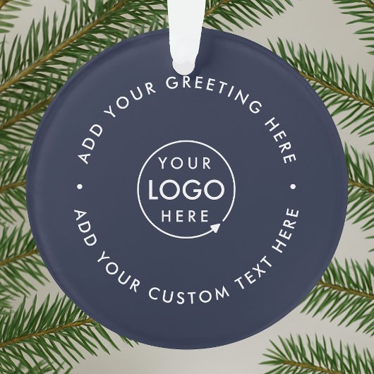 Firmenlogo | Navy Blue Corporate Christmas Ornament