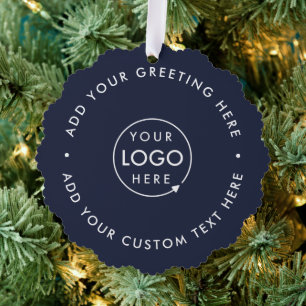 Firmenlogo   Navy Blue Corporate Christmas Ornament Karte