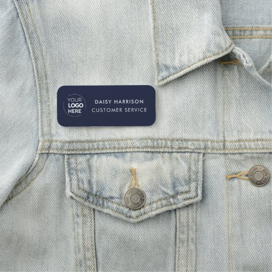 Firmenlogo | Navy Blue Custom Mitarbeiter Namensschild (Beispiel)