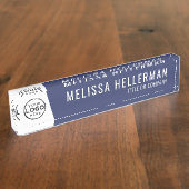 Firmenlogo Navy Blue Führungskraft Beruflich Namensplakette (Seite)