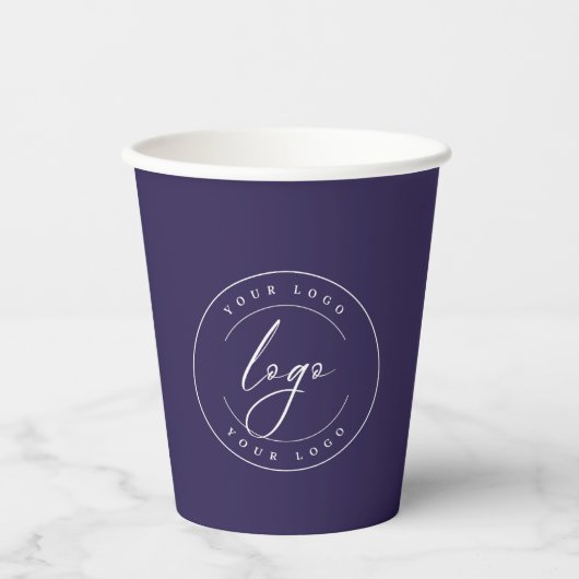 Firmenlogo | Navy Blue & Gold Minimal Custom Pappbecher (Vorderseite)