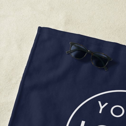 Firmenlogo | Navy Blue Minimalistisch Promotions Strandtuch (Beispiel)