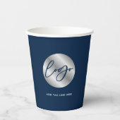 Firmenlogo Navy & Silber Geschäft gekennzeichnet Pappbecher (Vorderseite)