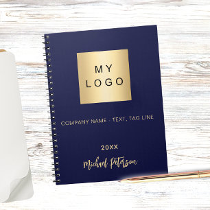 Firmenlogo navyblau gold name notizblock