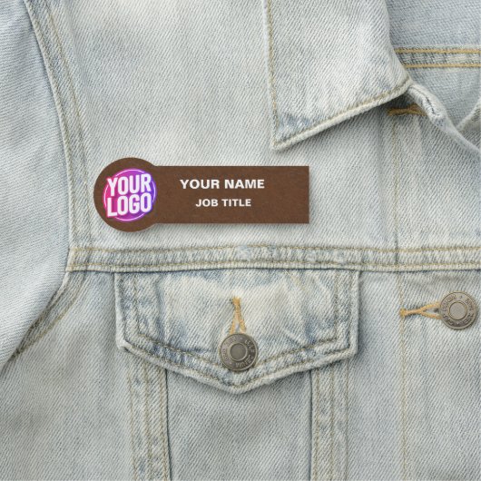 Firmenlogo oder Foto für Mitarbeiter - Braune Stei Namensschild (Beispiel)