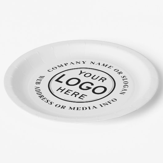 Firmenlogo oder Marke Moderne, einfach Pappteller (Schrägansicht)