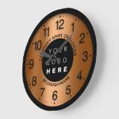 Firmenlogo Orange Coral Name Slogan Große Wanduhr (Winkel)