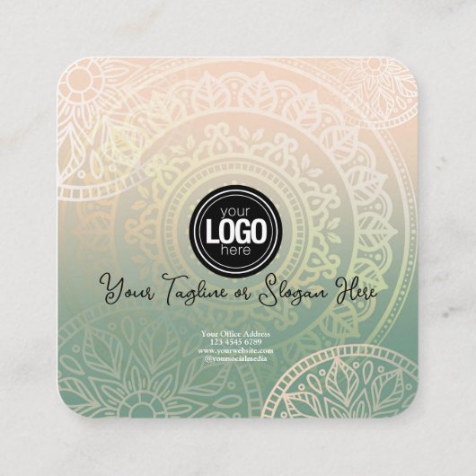 Firmenlogo personalisieren | Elegant Green Yoga Rabattkarte (Rückseite)