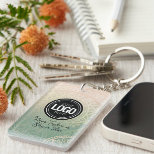 Firmenlogo personalisieren   Elegant Green Yoga Schlüsselanhänger