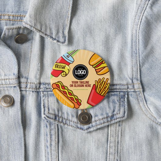 Firmenlogo personalisieren | Hamburger Hotdog Them Button (Beispiel)
