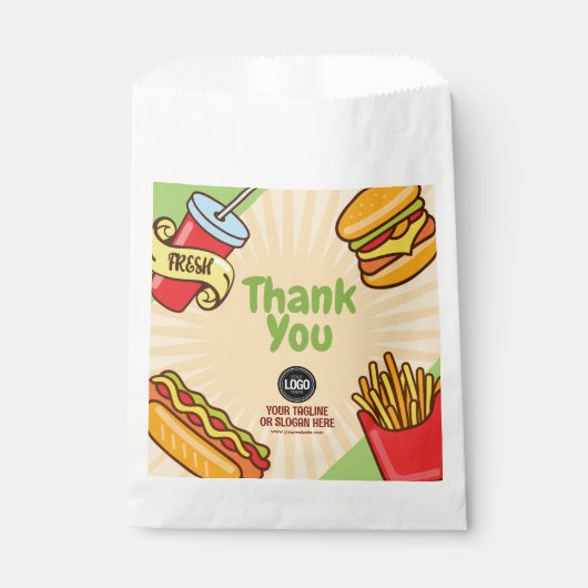 Firmenlogo personalisieren | Hamburger Hotdog Them Geschenktütchen (Vorderseite)