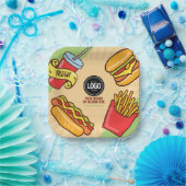 Firmenlogo personalisieren | Hamburger Hotdog Them Pappteller (Party)
