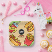Firmenlogo personalisieren | Hamburger Hotdog Them Pappteller (Party)
