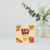 Firmenlogo personalisieren | Hamburger Hotdog Them Rabattkarte (Stehend Vorderseite)