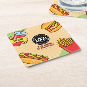 Firmenlogo personalisieren Hamburger Hotdog Them Rechteckiger Pappuntersetzer