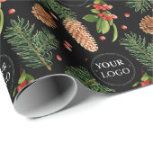Firmenlogo Pine Cones Red Berries Weihnachten Geschenkpapier (Rolleneckpunkt)