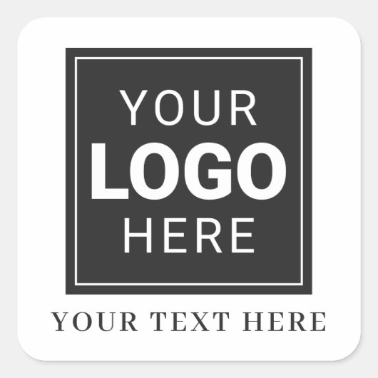 Firmenlogo plus Text Quadratischer Aufkleber (Vorderseite)
