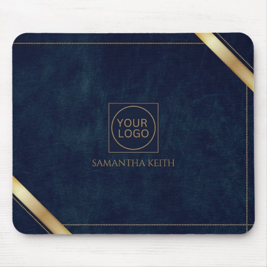 Firmenlogo Premium Navy Leather 2025 Custom Mousepad (Vorne)