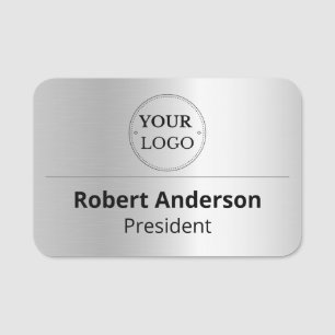 Firmenlogo Professioneller Mitarbeiter Faux Silber Namensschild