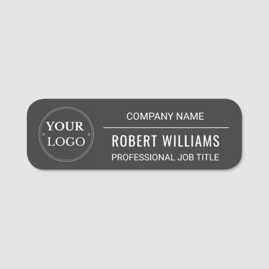 Firmenlogo Professioneller Mitarbeiter Grau Namensschild (Vorderseite)